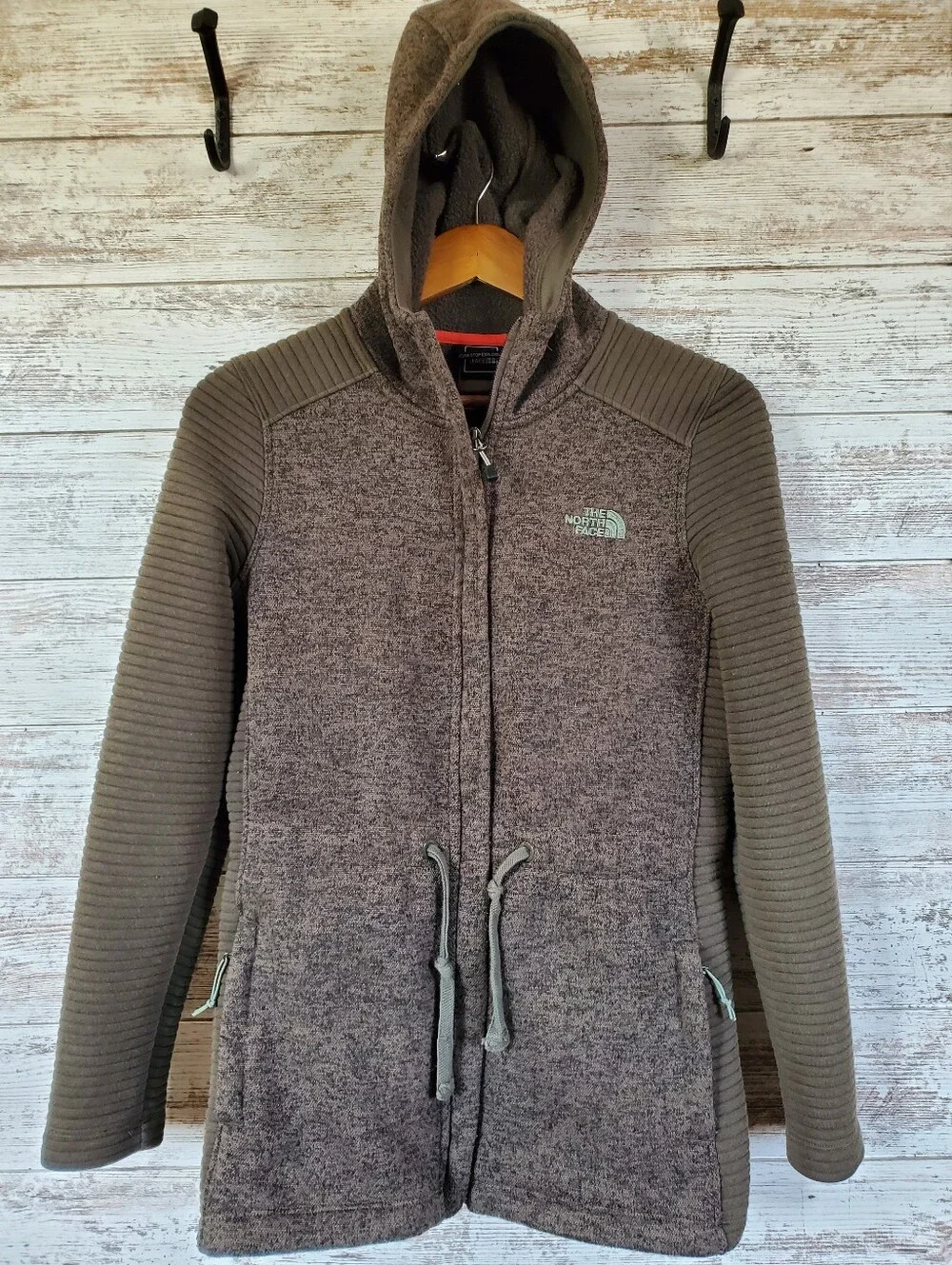 The North Face Indi 2 Hoodie Parka Fleece Jacket Taupe Small